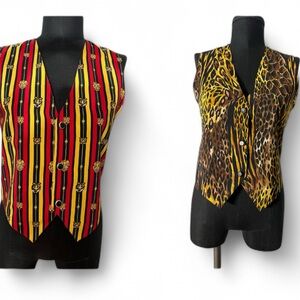 Bob Mackie Wearable Art Reversible
Vest Leopard Print Tiger Stripe Silk - S